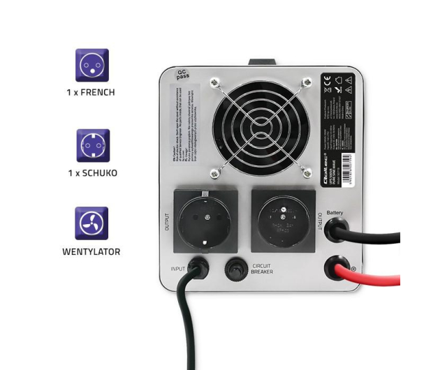 Qoltec Pure Sine Wave UPS (500VA/350W) - 1089422 - zdjęcie 6